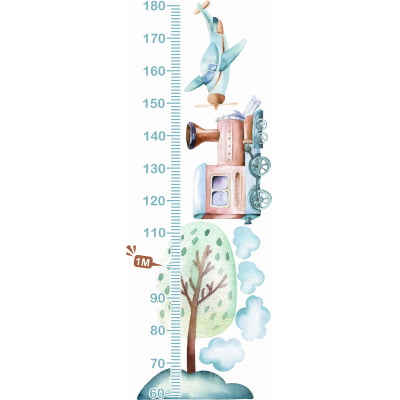 Regua do Crescimento Infantil Trenzinho Aquarelado