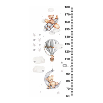 Régua do Crescimento Infantil ursinhos aviões balões estrelinhas - RG447