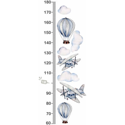 Adesivo Régua do Crescimento Infantil Balões e Aviões
